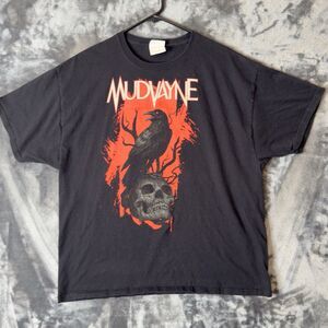Vintage Y2K Mudvayne Band T-Shirt Size XL Crow Skull Bird Heavy Metal Black 2000